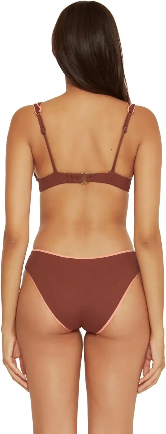 BECCA Women's Standard Modern Edge Underwire Bra Bikini Top, Adjustable, Swimwear Separates