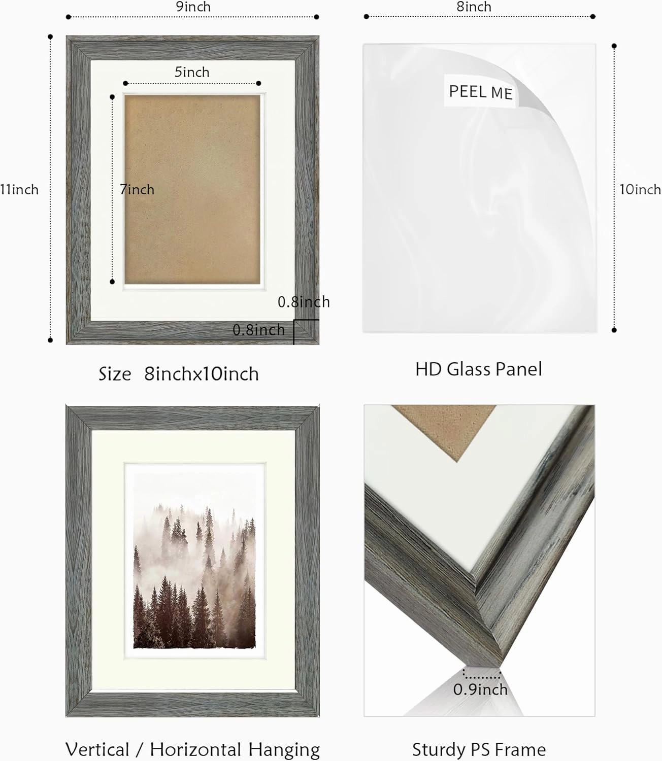 Bedroom Framed Tree Wall Art: Living Room Black and White Misty Forest Picture Small 2 Piece 8x10 Modern Bathroom Nature Landscape Mountain Artwork Vertical Home Pine Scenery Painting Print