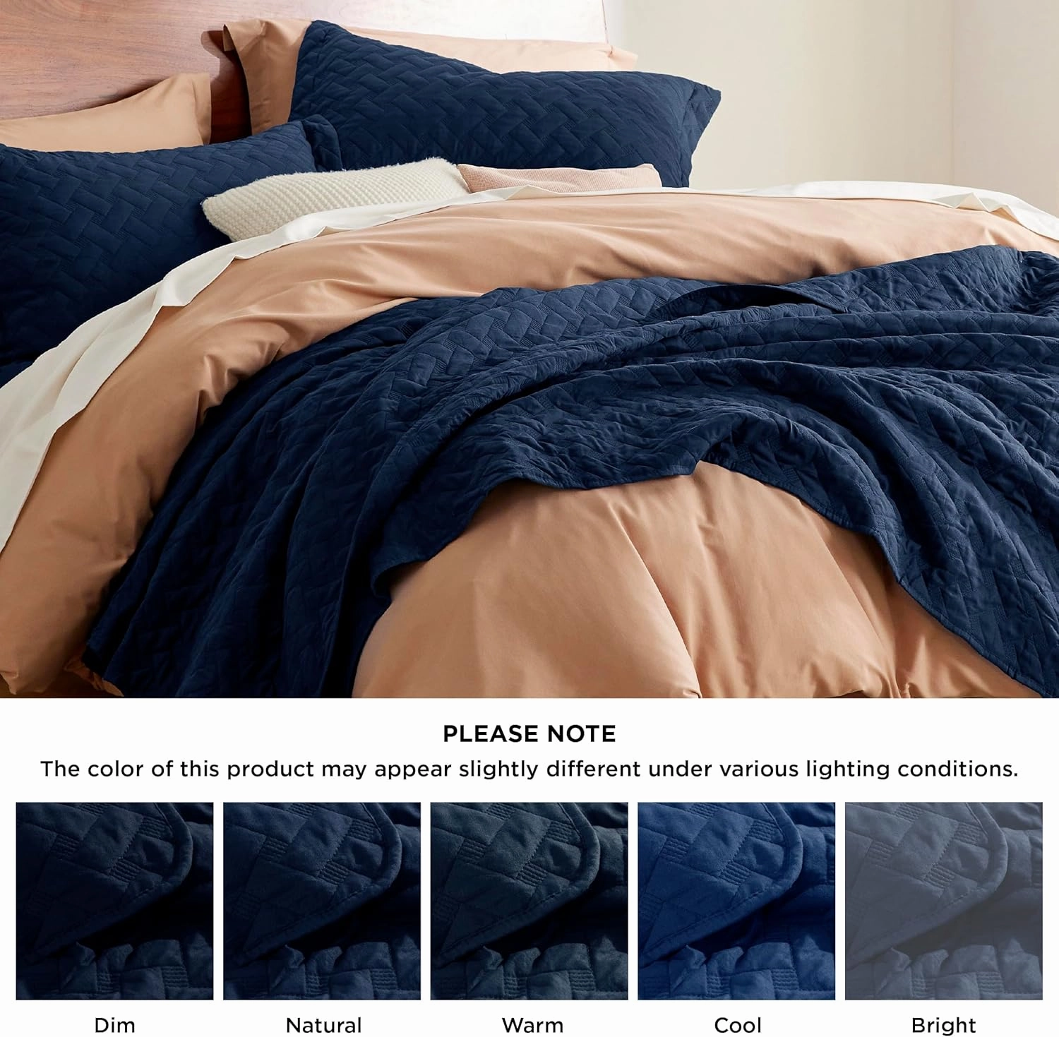 Bedsure Quilts Queen Size - Lightweight Bedspreads Queen Size with Basket Weave Pattern, Soft Quilt Bedding, Navy Comforter Coverlet for All Seasons (90" x 96")