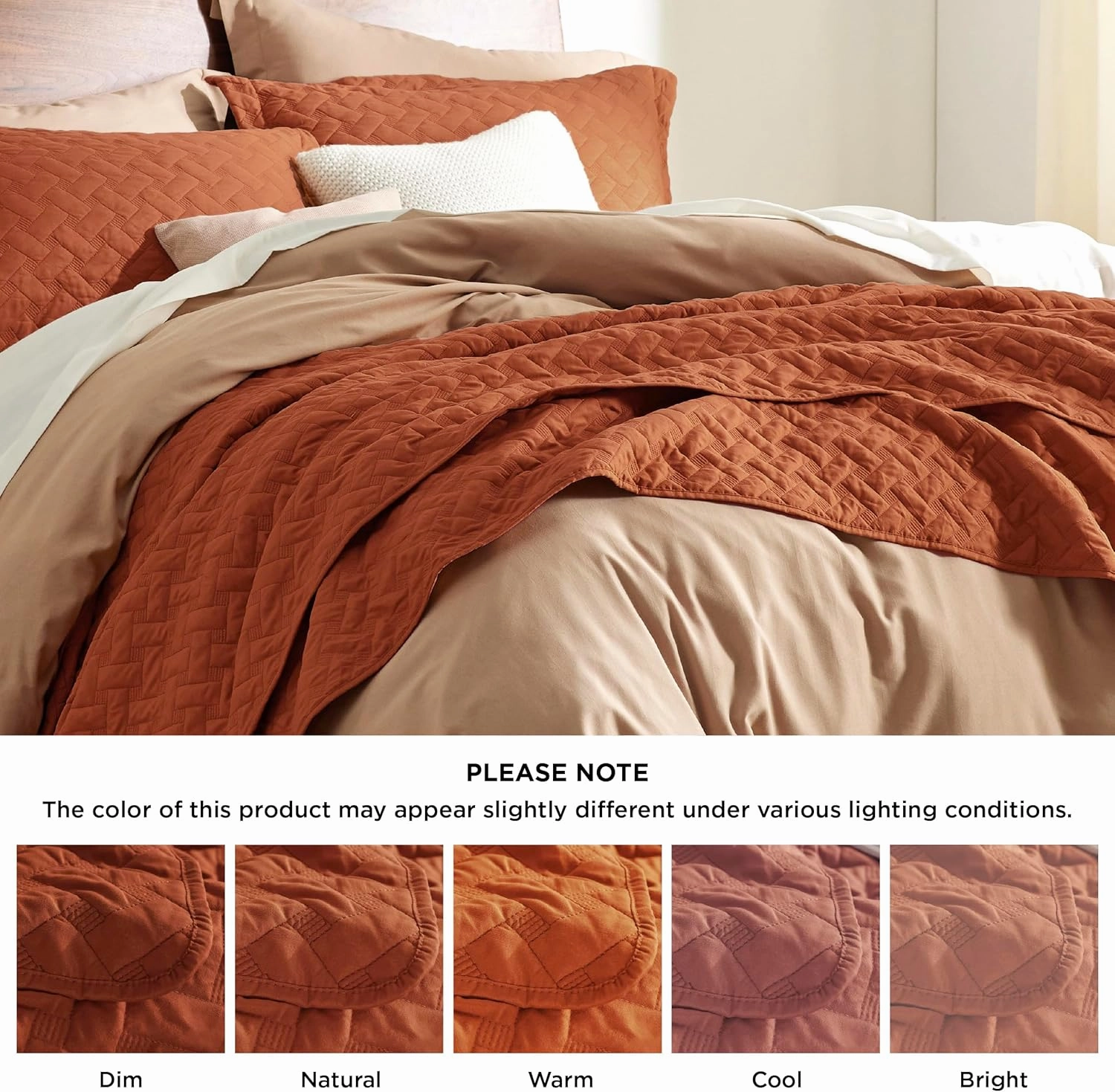 Bedsure Quilts Queen Size - Lightweight Bedspreads Queen Size with Basket Weave Pattern, Soft Quilt Bedding, Red Orange Comforter Coverlet for All Seasons (90" x 96")