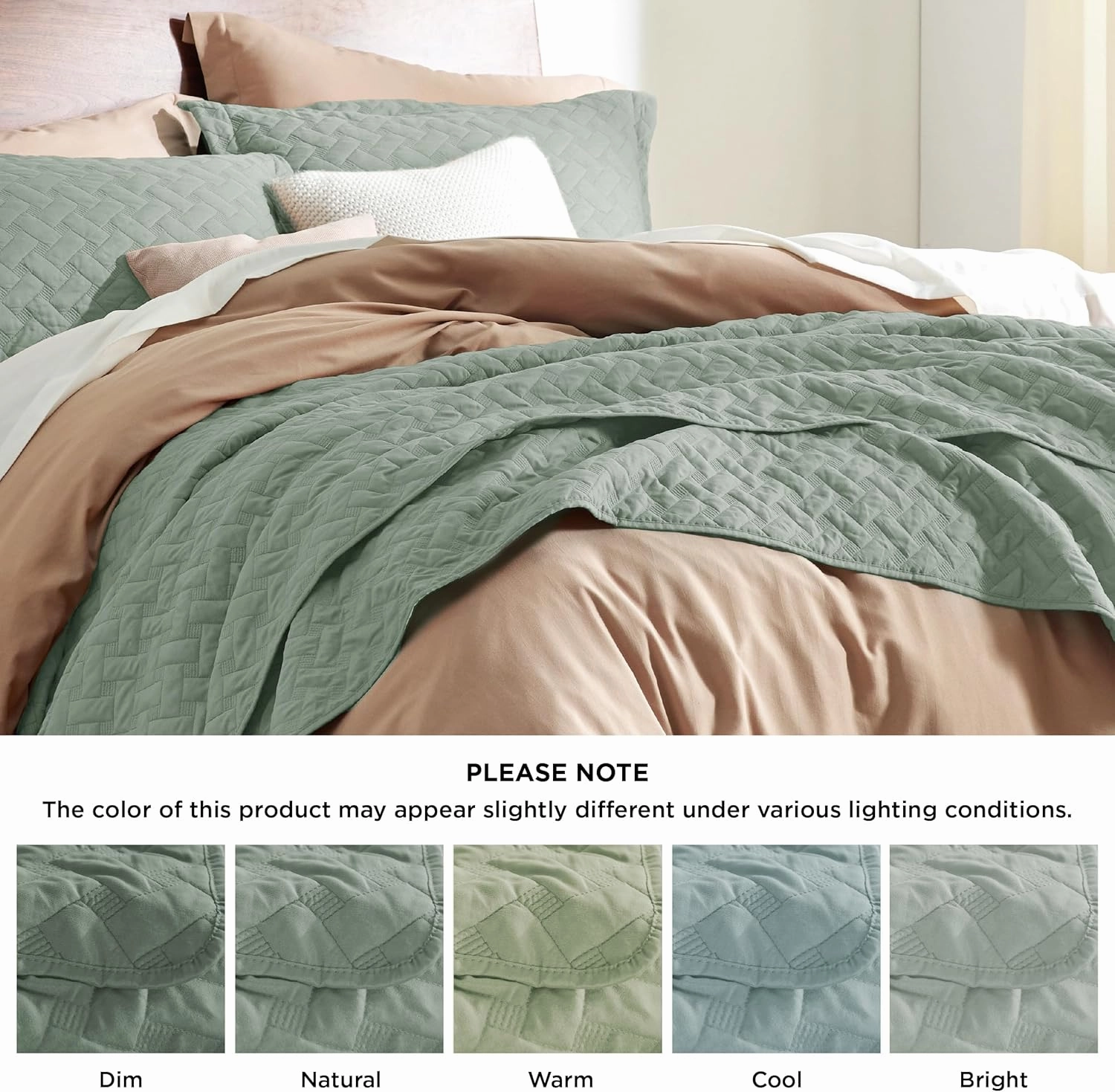 Bedsure Quilts Queen Size - Lightweight Bedspreads Queen Size with Basket Weave Pattern, Soft Quilt Bedding, Sage Green Comforter Coverlet for All Seasons (90" x 96")