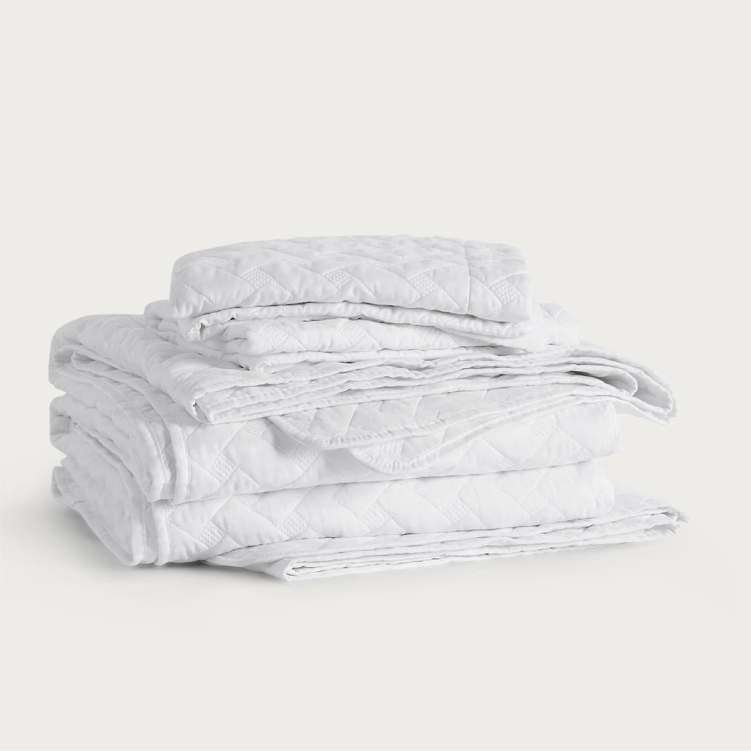 Bedsure Quilts Queen Size - Lightweight Bedspreads Queen Size with Basket Weave Pattern, Soft Quilt Bedding Set, White Comforter Set Coverlet for All Seasons with 2 Pillow Shams