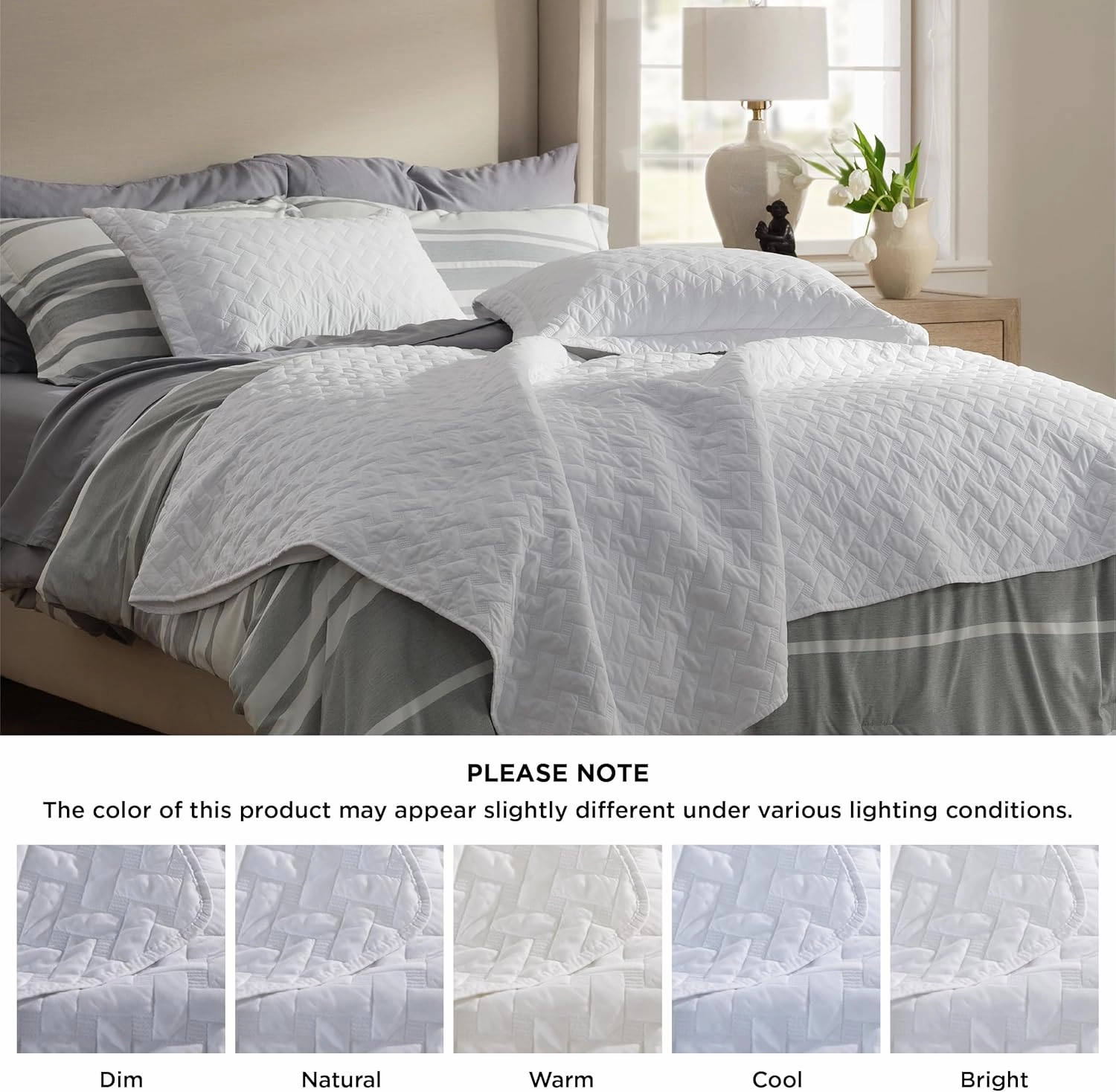Bedsure Quilts Queen Size - Lightweight Bedspreads Queen Size with Basket Weave Pattern, Soft Quilt Bedding Set, White Comforter Set Coverlet for All Seasons with 2 Pillow Shams