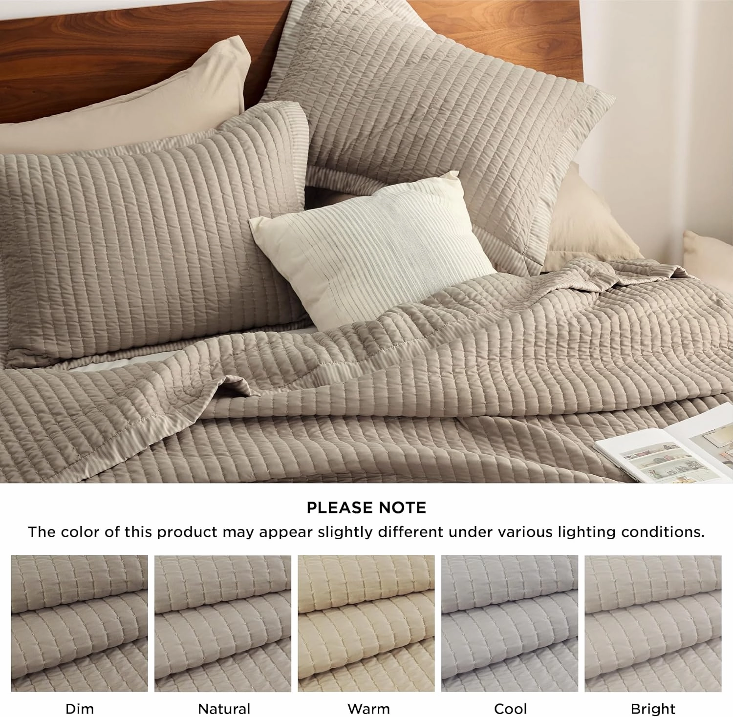 Bedsure Taupe Quilts Queen Size - Queen Quilt Bedding Set Bedspread Coverlet, Lightweight Corduroy Pattern Bedspread, 3-Piece Set with 90"x96" Coverlet & 2 Pillow Shams, All-Season Soft Microfiber