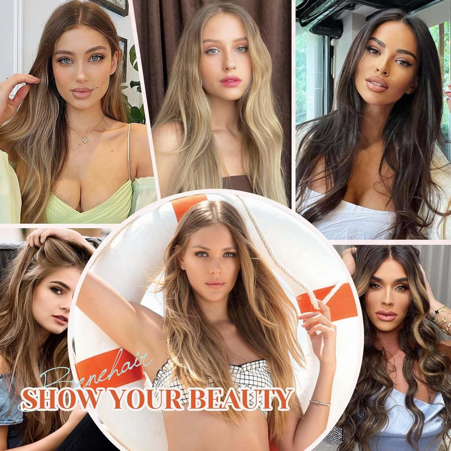 Benehair Halo Hair Extensions - 16 Inch Invisible Wire Remy Human Hair for Adding Volume - #04 Medium Brown