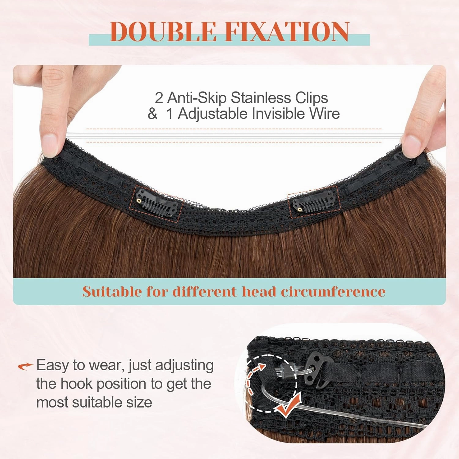 Benehair Halo Hair Extensions - 16 Inch Invisible Wire Remy Human Hair for Adding Volume - #04 Medium Brown