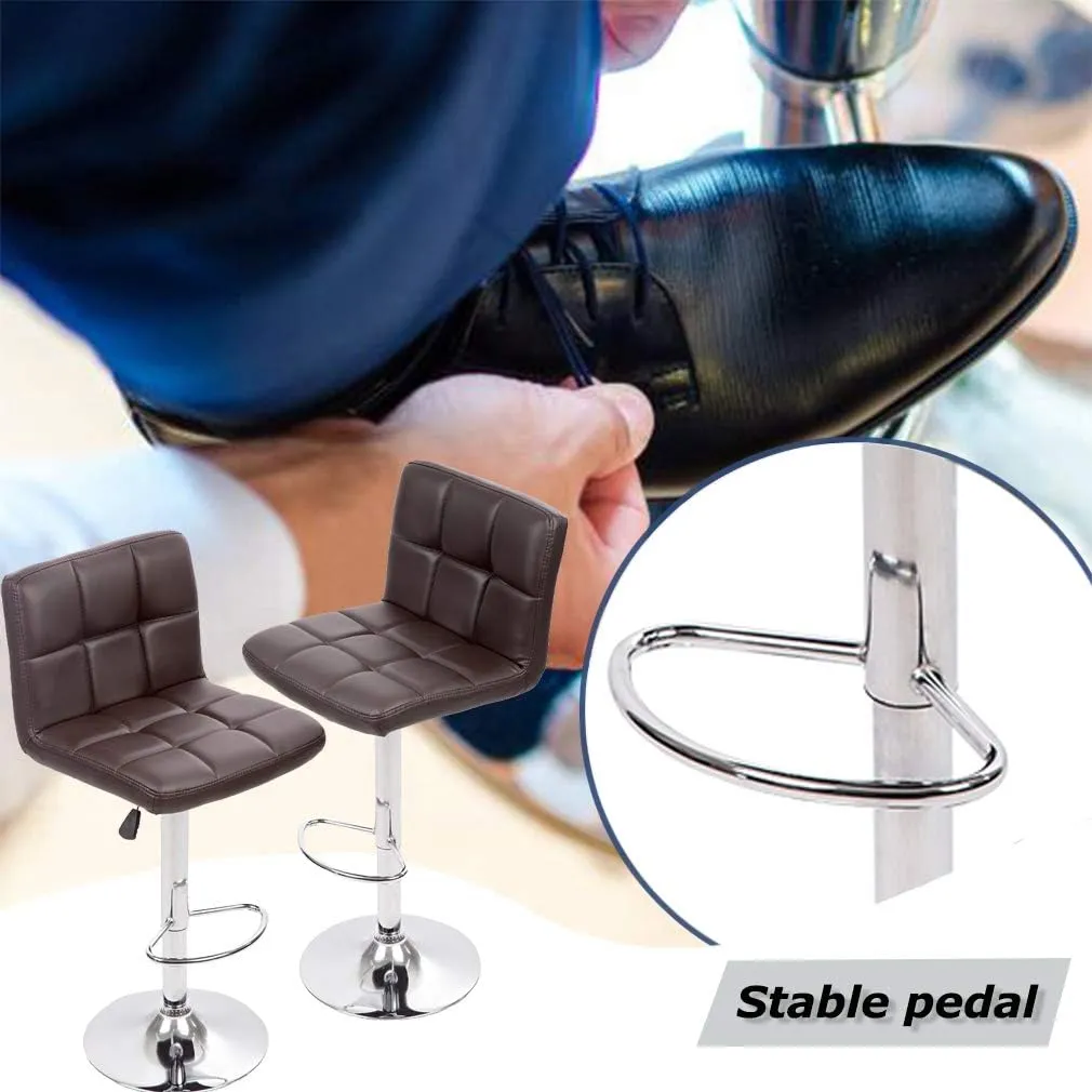 BestOffice Bar Stools Set of 2, Adjustable Swivel Bar Stools, Counter Height Bar Stools with Back PU Leather Armless Hydraulic Kitchen Counter Bar Stool (Black)