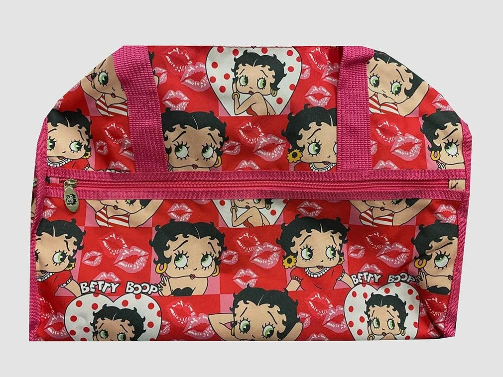 Betty Boop Large Duffel Bag, Durable Microfiber (Pink w/o hook or key ring