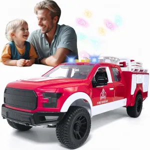 Big Fire Truck Toy for Boys Ages 4-7, F150 Raptor Toy Pickup Truck with Light and Music, for Boys 4-8 Years Old.