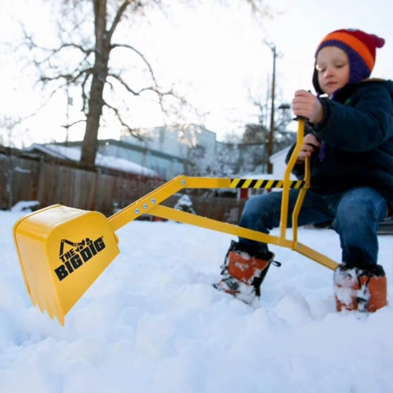 Big Dig Toy Excavator Ride, Sand Digger w/ 360 Rotation Base for Kids Ages 3 & Up, Yellow
