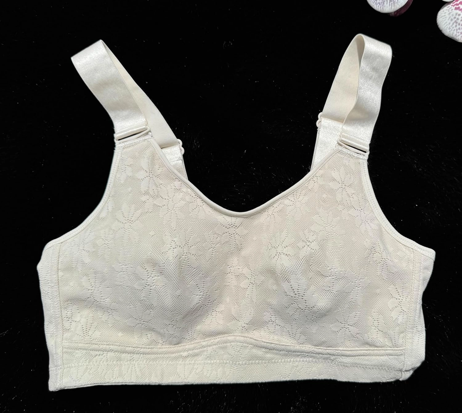 BIMEI Women's Plus Size Cotton Lace Pocket Bra Mastectomy Bra Full Coverage Wirefree H25