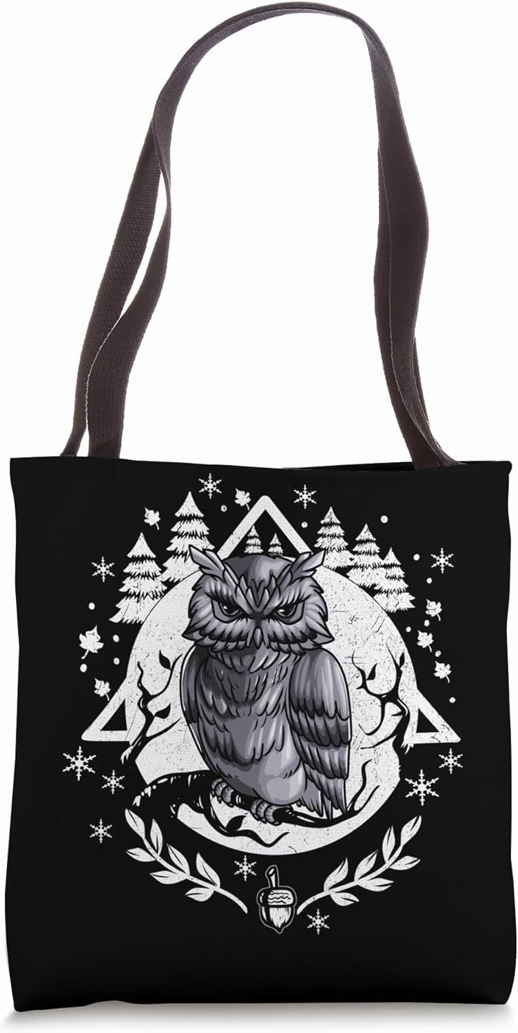 Bird of prey owls nature motif forest winter tawny owl Tote Bag