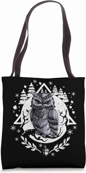Bird of prey owls nature motif forest winter tawny owl Tote Bag