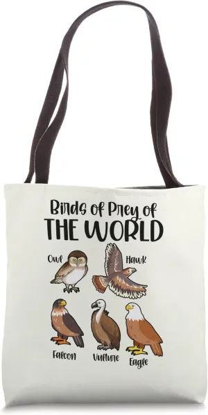 Birds of Prey Of The World Eagle Falcon Owl Ornithologist Tote Bag