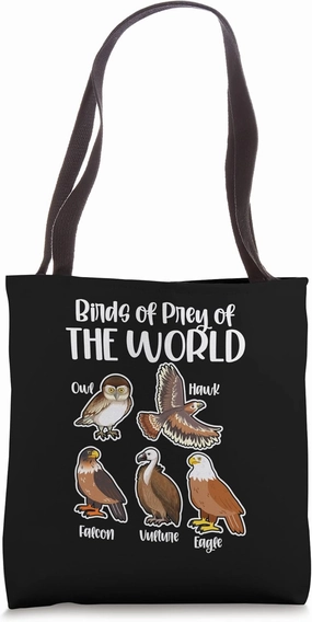 Birds of Prey Of The World Eagle Falcon Owl Ornithologist Tote Bag