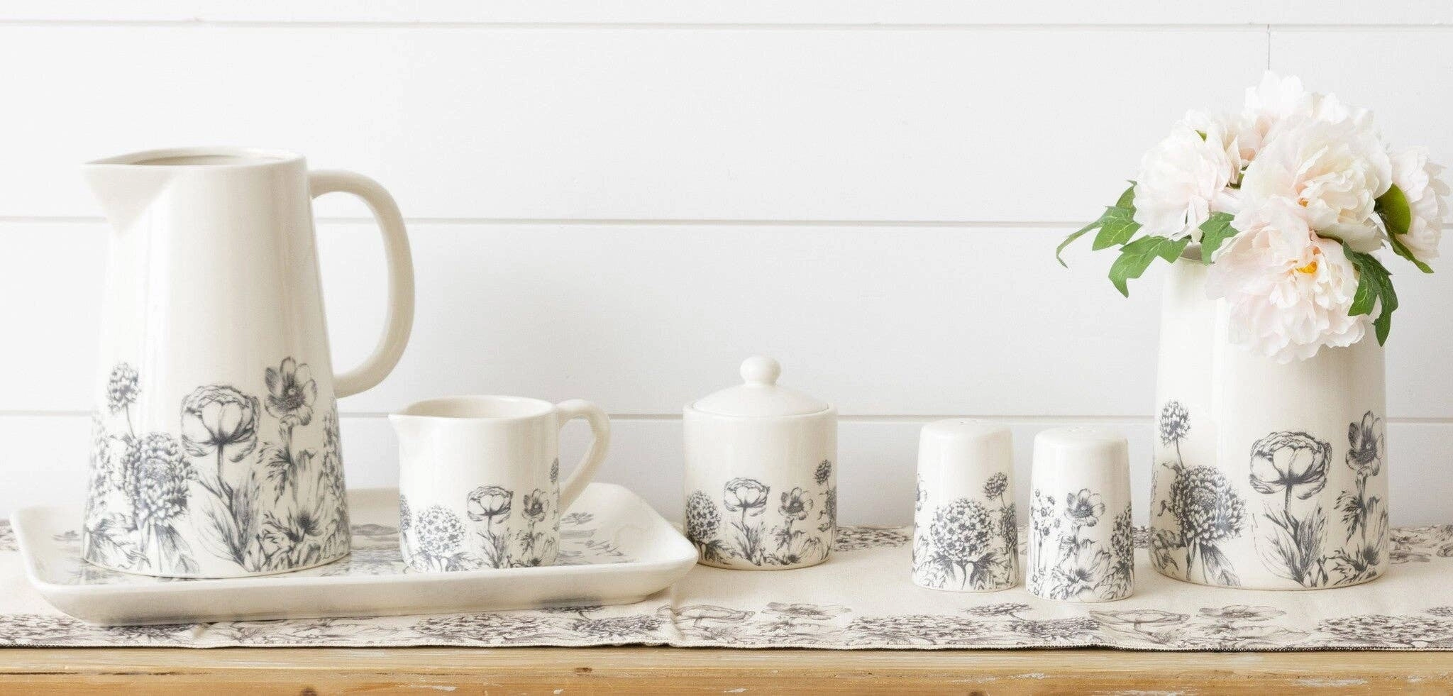 Black and White Botanical Collection Utensil Crock