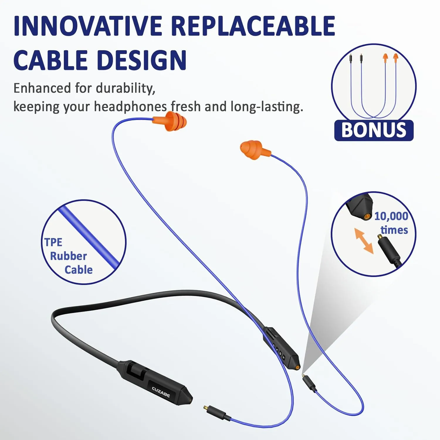 Bluetooth Earplug Headphones for Work, Neckband Wireless Ear Plugs Earbuds, 29 dB Noise Reduction Ear Protection with Replacement Ear Tips, 30 Hour Battery, OSHA Compliant for Industrial Safety