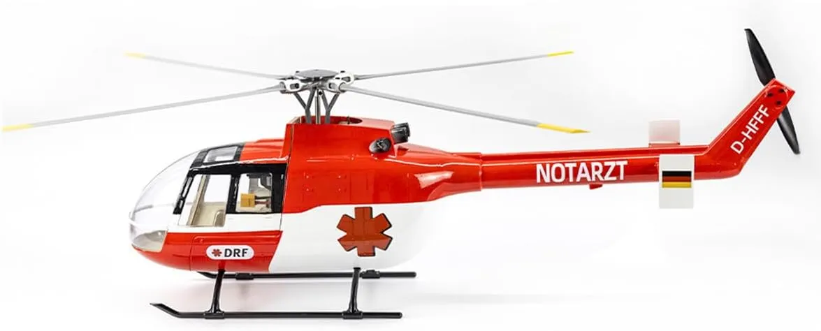 BO105 470-Class 2.4G 6CH Quick Detachable Propellers Scale RC Military Helicopter Model with H1 Flight Controller, GPS Positioning and Adjustable Left/Right-Hand Control
