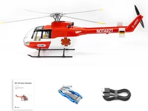BO105 470-Class RC Military Helicopter Model, 3D Stunt Helicopter with H1 Flight Controller, GPS Positioning and Adjustable Left/Right-Hand Control (PNP Version)