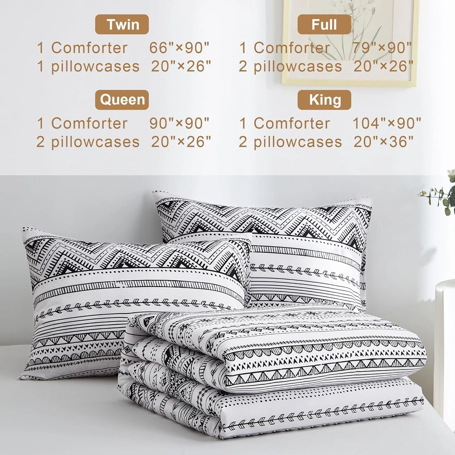 BOLINLIVING Comforter Set Full Size, Boho Bed in a Bag 3 Pieces, Soft Bohomian Comforter Set, Lightweight Breathable for All Seasons,1 Comforter & 2 Pillowcases (Grey 79×90 inch)