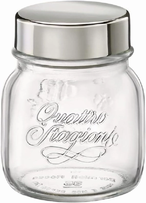 Bormioli Rocco Quattro Stagioni Jar with Stainless Steel Lid, Set of 12, 5 oz, Clear