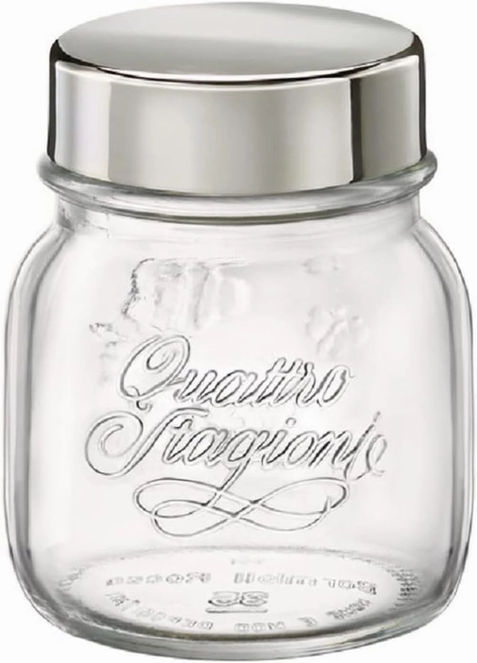 Bormioli Rocco Quattro Stagioni Jar with Stainless Steel Lid, Set of 12, 5 oz, Clear
