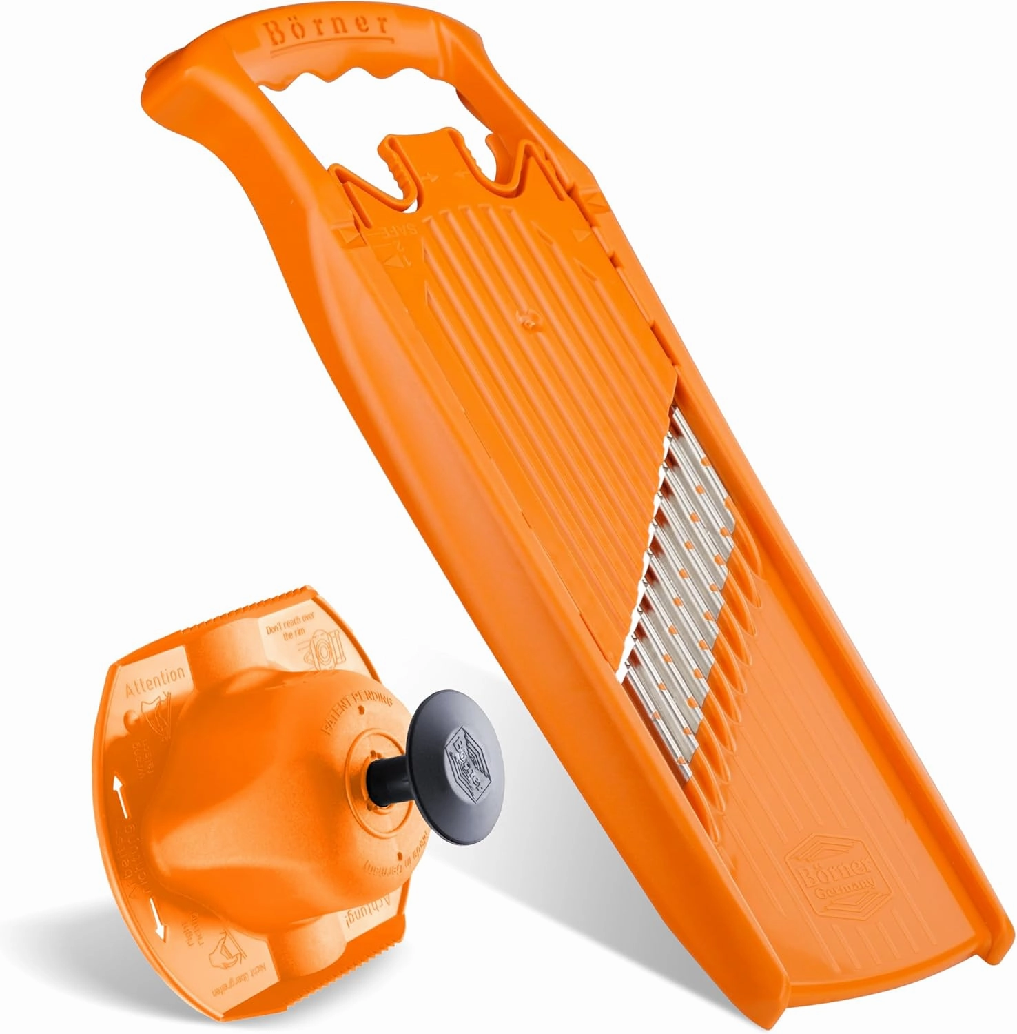 BORNER Wave waffle PowerLine with fruit holder | Vegetable Grater Börner - Quality Made in Germany, Color:Orange
