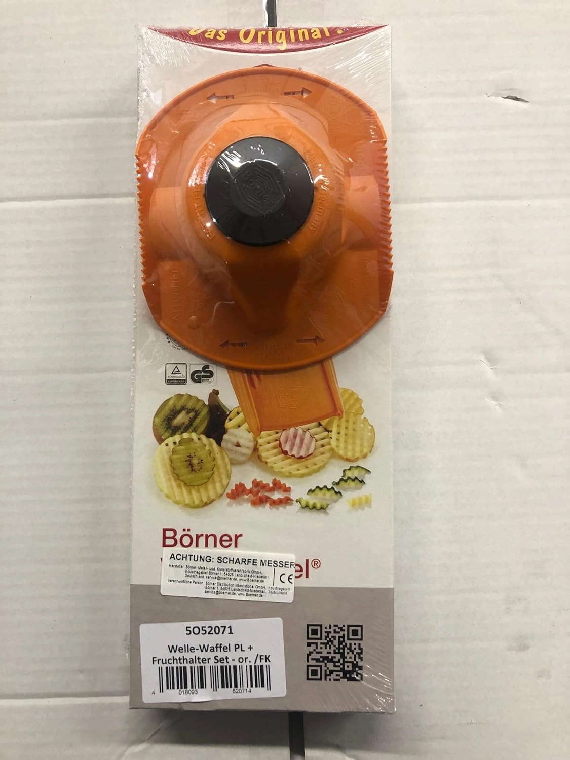 BORNER Wave waffle PowerLine with fruit holder | Vegetable Grater Börner - Quality Made in Germany, Color:Orange