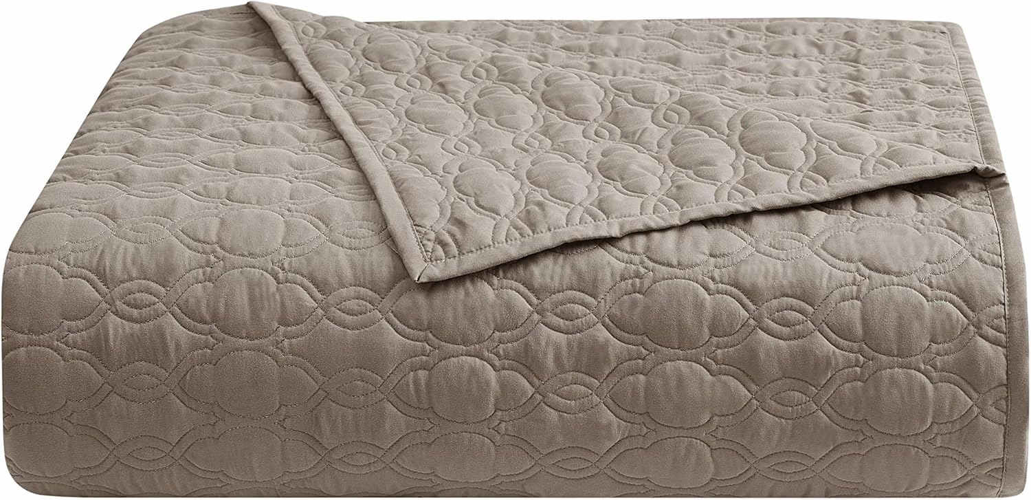 BOURINA Quilt Set Coverlet Set Quilting Bedspread 3-Piece Quilt Set Microfiber Lightweight, Queen 90" x 92" Taupe