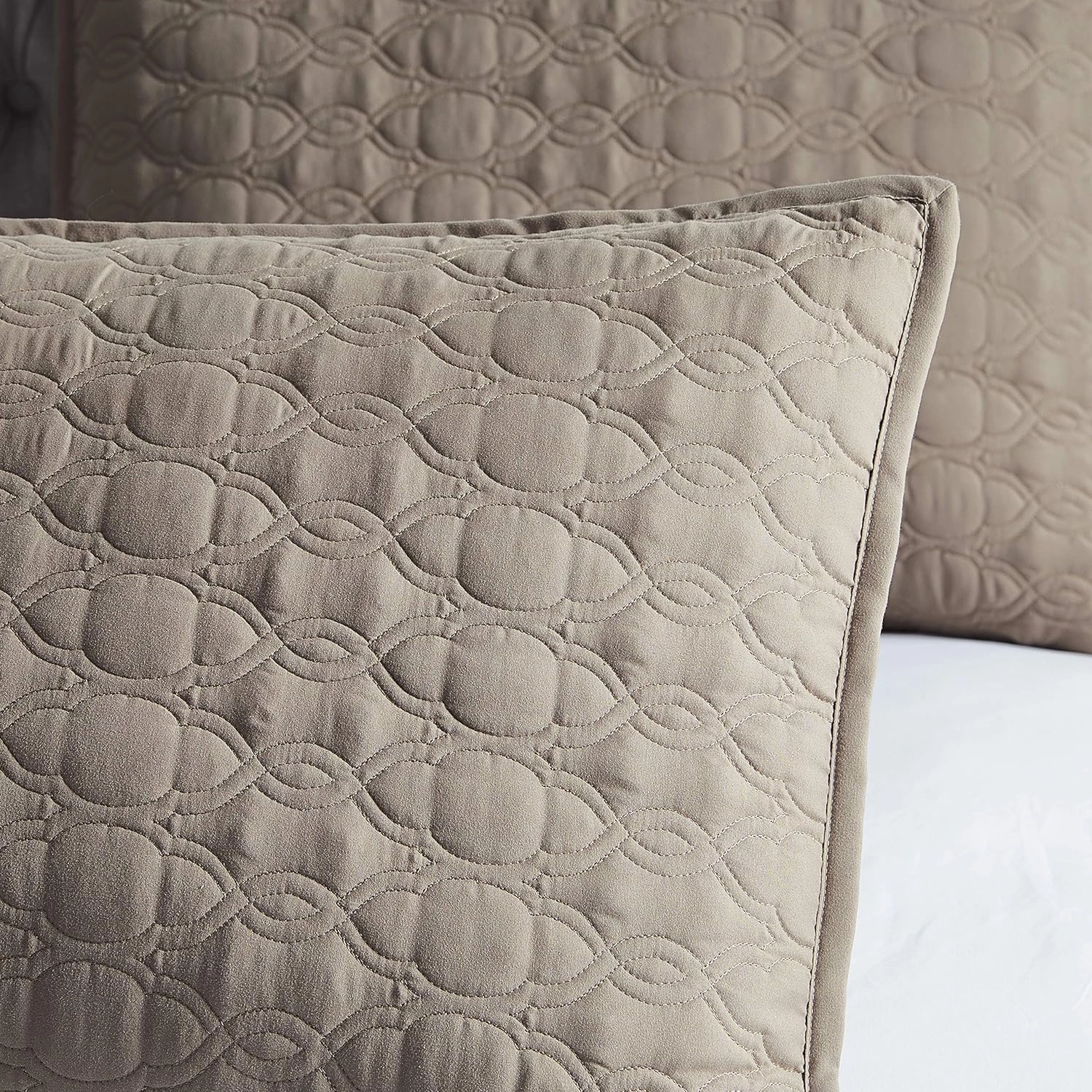BOURINA Quilt Set Coverlet Set Quilting Bedspread 3-Piece Quilt Set Microfiber Lightweight, Queen 90" x 92" Taupe