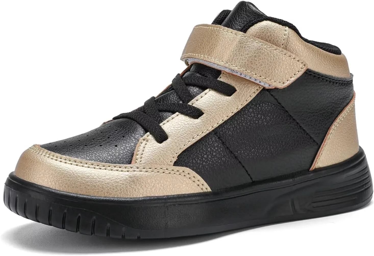 Boys Girls Gold Sneakers for Kids High Top Running Athletic Sports Shoes Little Kids Lightweight Breathable Walking Jogging School Shoes Size 2