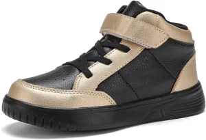 Boys Girls Gold Sneakers for Kids High Top Running Athletic Sports Shoes Little Kids Lightweight Breathable Walking Jogging School Shoes Size 2
