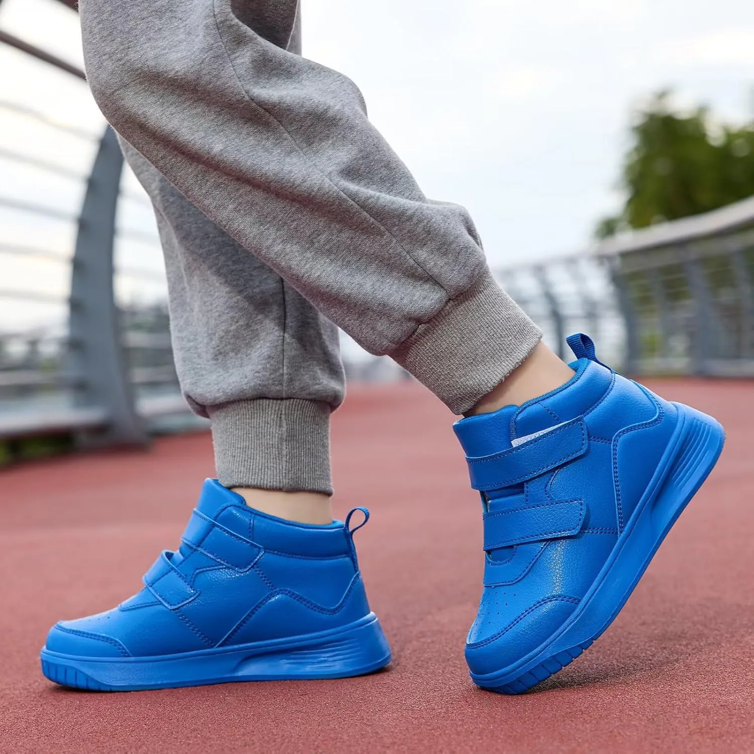 Boys Girls Sneakers for Kids High Top Casual Lightweight Classic Adjustable Strap Dual Hook and Loops Running Shoes