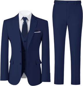 Boys Formal Suit Set with Dress Shirt Tie and Pocket Square, Adjustable Waist