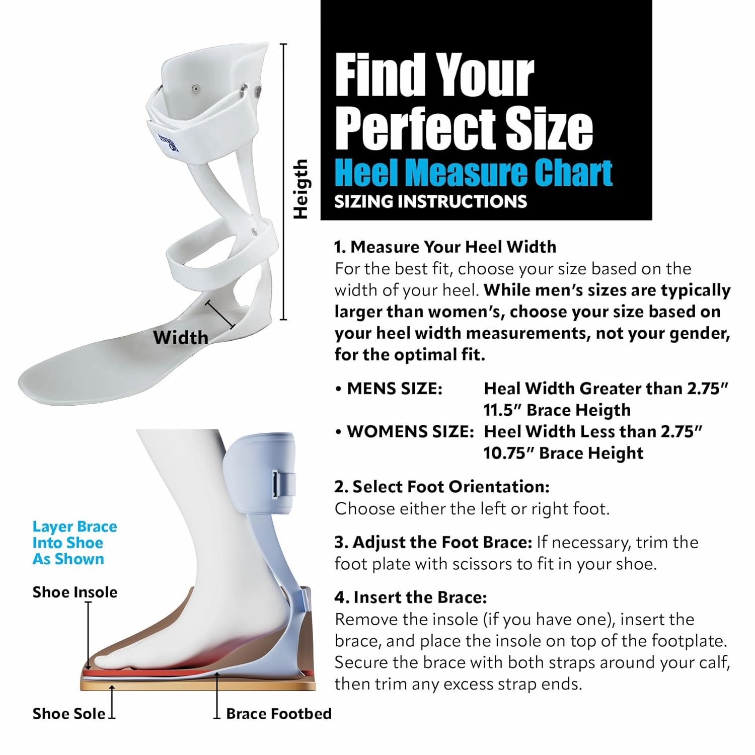 Brace On AFO Drop Foot Brace - Swedish Ultra Lock Foot Drop Brace For Walking, Lightweight, Drop Foot, AFO Brace and Foot Drop Braces, Men, Left