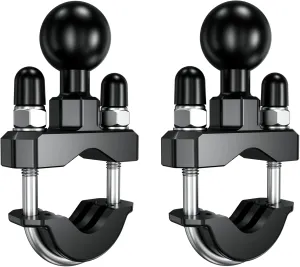 BRCOVAN 2 Pack, Handlebar U-Bolt Mount Base with 1'' TPU Ball for Rails 0.5'' to 1.25'' in Diameter, Compatible with RAM Mounts B Size 1 inch Ball Double Socket Arm & Bike Motorcycle Phone Holder