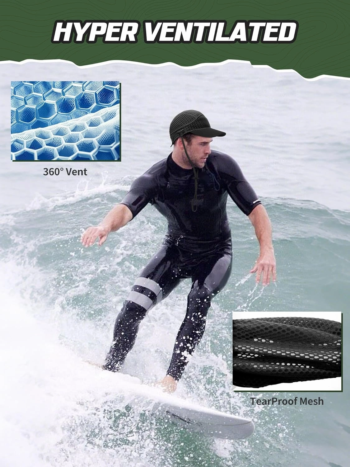 Breathable Baseball Caps for Men Women, Lightweight Mesh Beach Hat for Surfing, Cycling, Boating, Golf, Waterpark