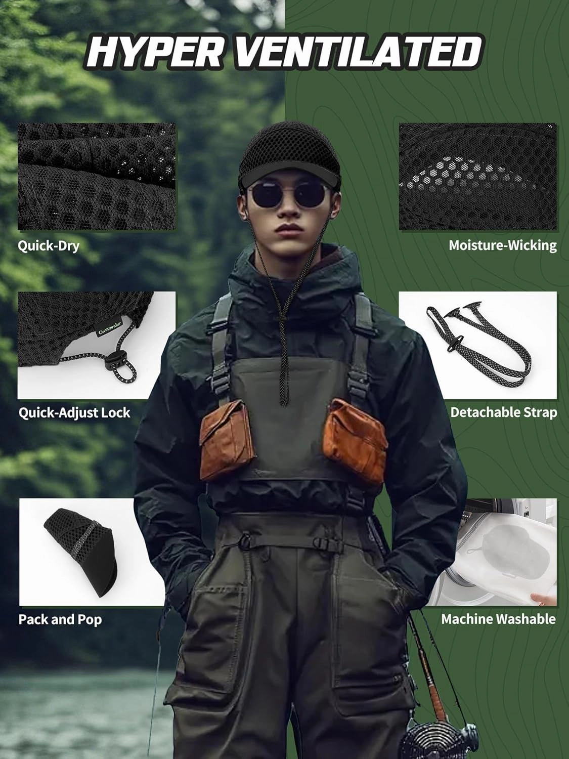 Breathable Baseball Caps for Men Women, Lightweight Mesh Beach Hat for Surfing, Cycling, Boating, Golf, Waterpark