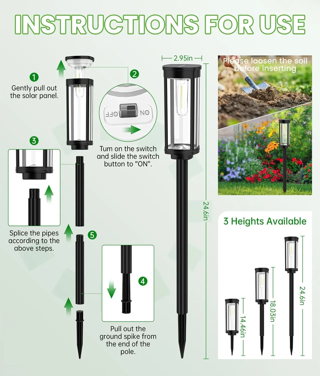 Bright Solar Pathway Lights Outdoor, 8 Pack Solar Garden Lights for Outside Waterproof IP65, Auto On/Off Outdoor Light for Yard Garden Lawn Walkway Driveway Landscape Lighting