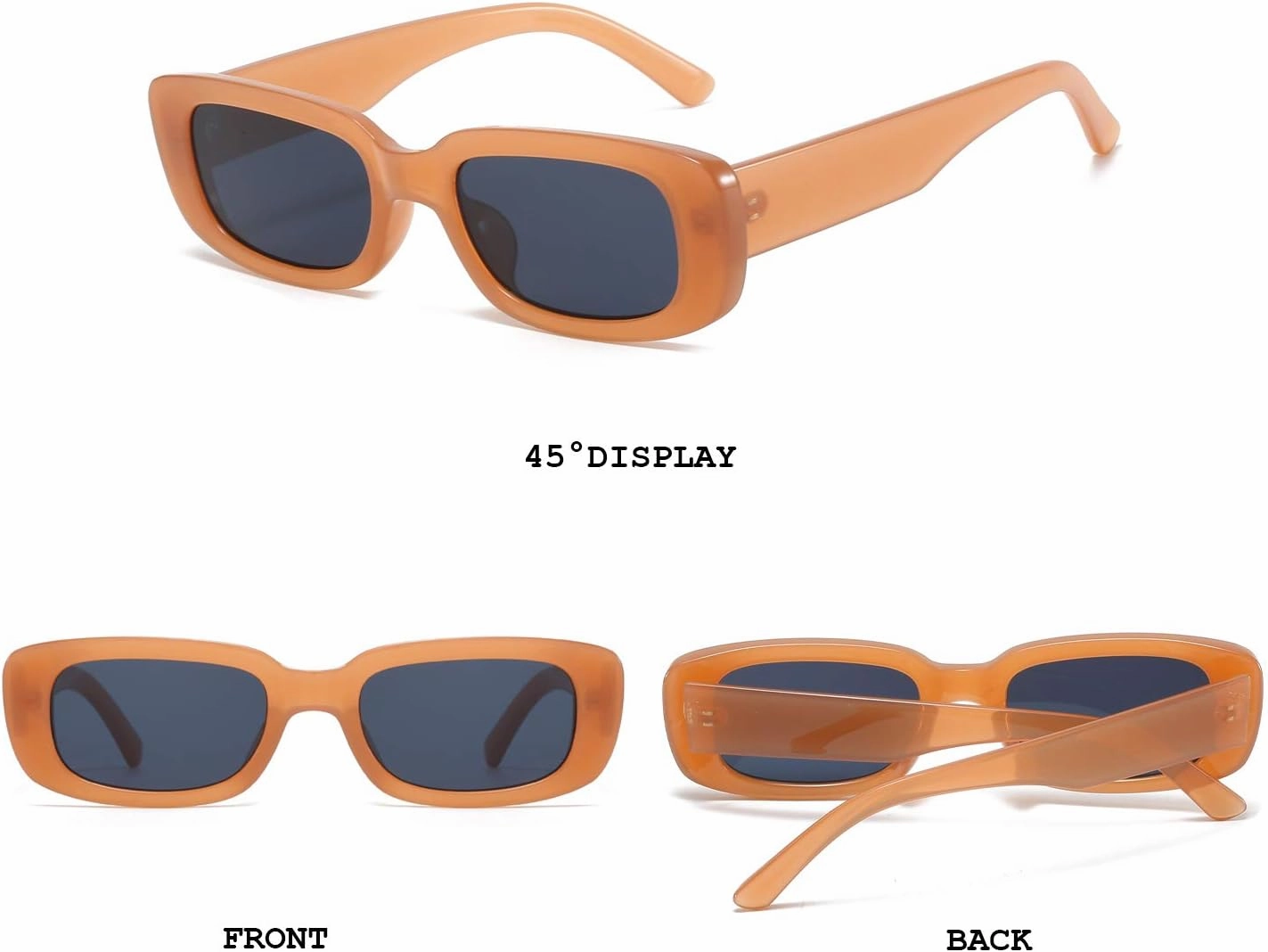 BUTABY Rectangle Sunglasses for Women Retro Driving Glasses 90’s Vintage Fashion Narrow Square Frame UV400 Protection