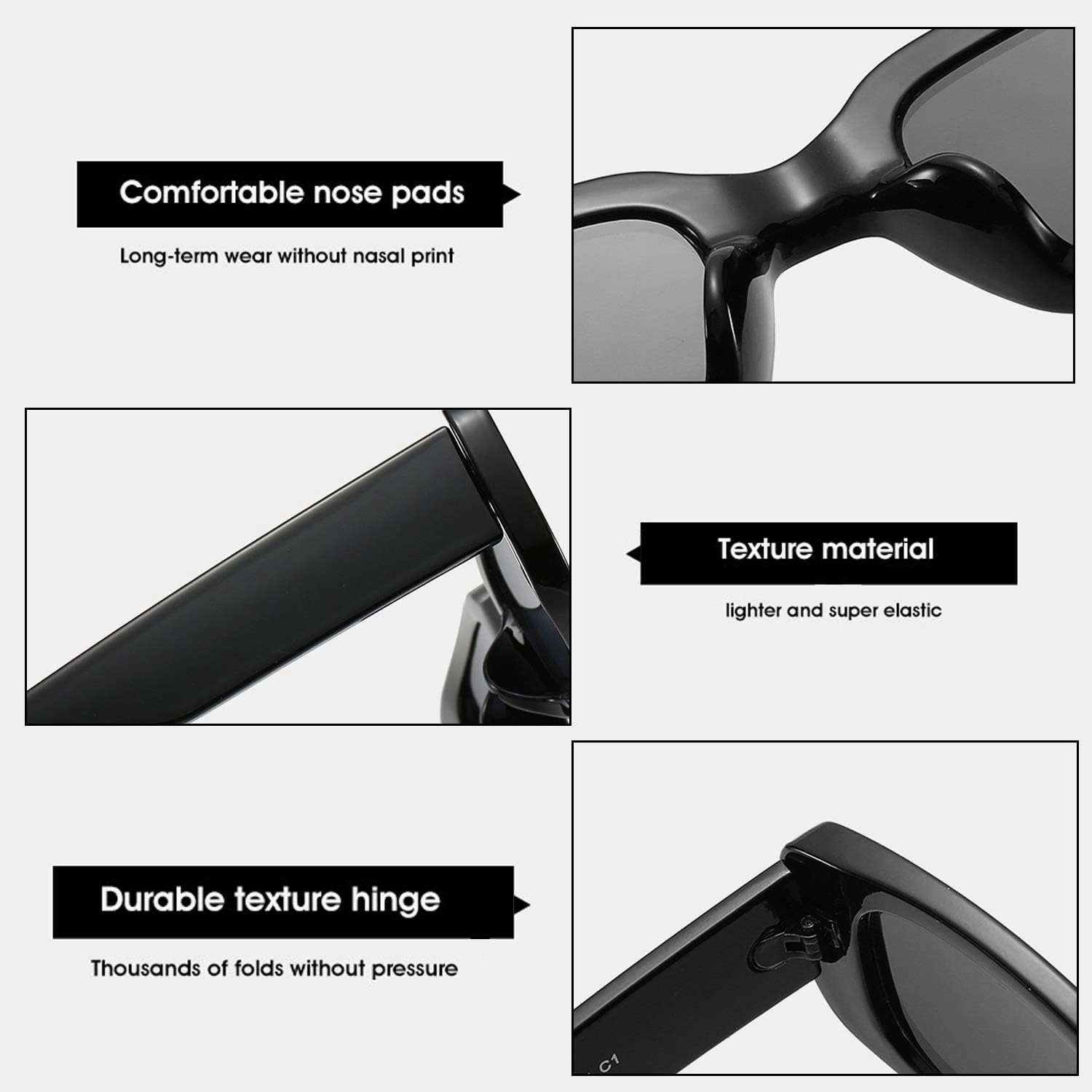 BUTABY Rectangle Sunglasses for Women Retro Driving Glasses 90’s Vintage Fashion Narrow Square Frame UV400 Protection