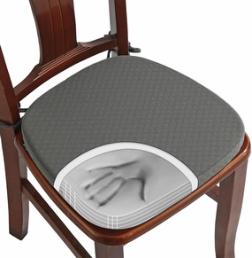 BUYUE Luxury 100% Pure Memory Foam Chair Cushion 1 Pack, Jacquard 16" U-Shape Comfortable Dining Chair Pad, Removable Slip Resistant Kitchen Chair Seat Cushion, (1 Piece, Grey)