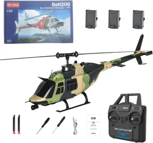 C138 Bell 206 RC Helicopter for Adult, 6 Axis Gyro 1/33 6CH Remote Controlled Helicopter Single Blade No Aileron Helicopter Altitude Hold & Optical Flow Positioning - (RTF)