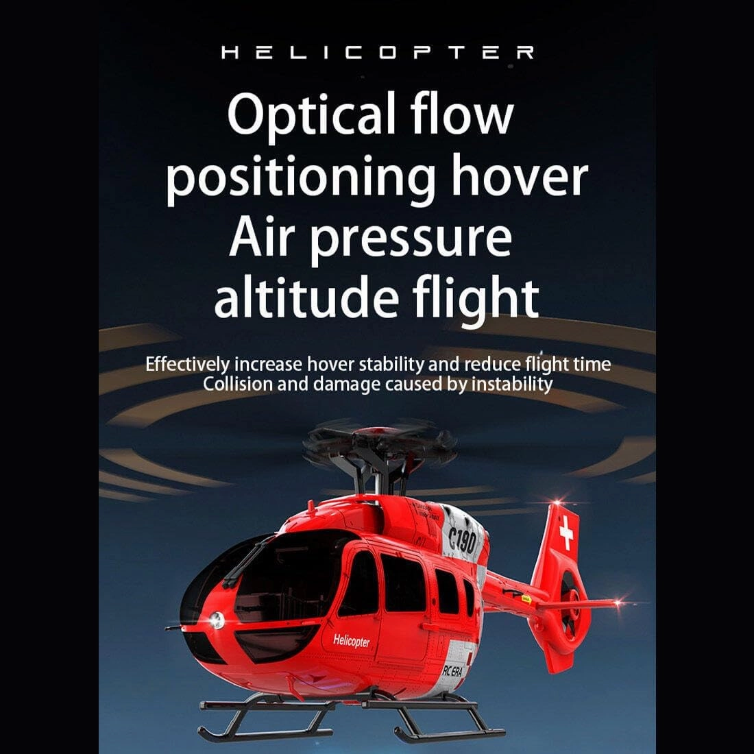 C190 2.4G 6CH Remote Control Helicopter for Adult, 1/30 Scale H145 C190 RC Helicopter Airplane Single-Rotor Gyroscopic Flying Aircraft Military Helicopter Toy - RTF