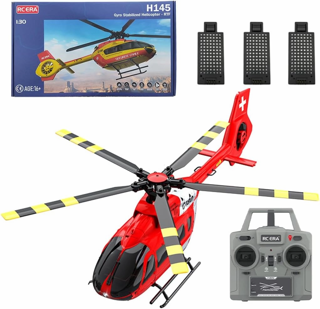 C190 2.4G RC Helicopter Model Toy, 1/30 Scale Remote Control Military Helicopter 6CH 6-Axis Gyro Airplane Single-Rotor Flying Aircraft, One Key Take Off/Landing Ready to Fly - RTF