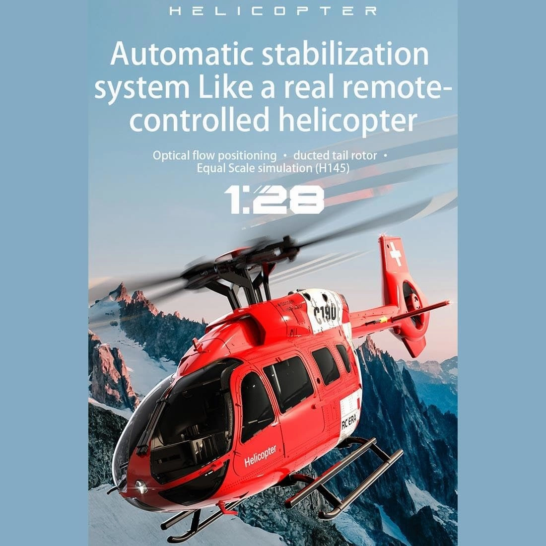 C190 2.4G RC Helicopter Model Toy, 1/30 Scale Remote Control Military Helicopter 6CH 6-Axis Gyro Airplane Single-Rotor Flying Aircraft, One Key Take Off/Landing Ready to Fly - RTF