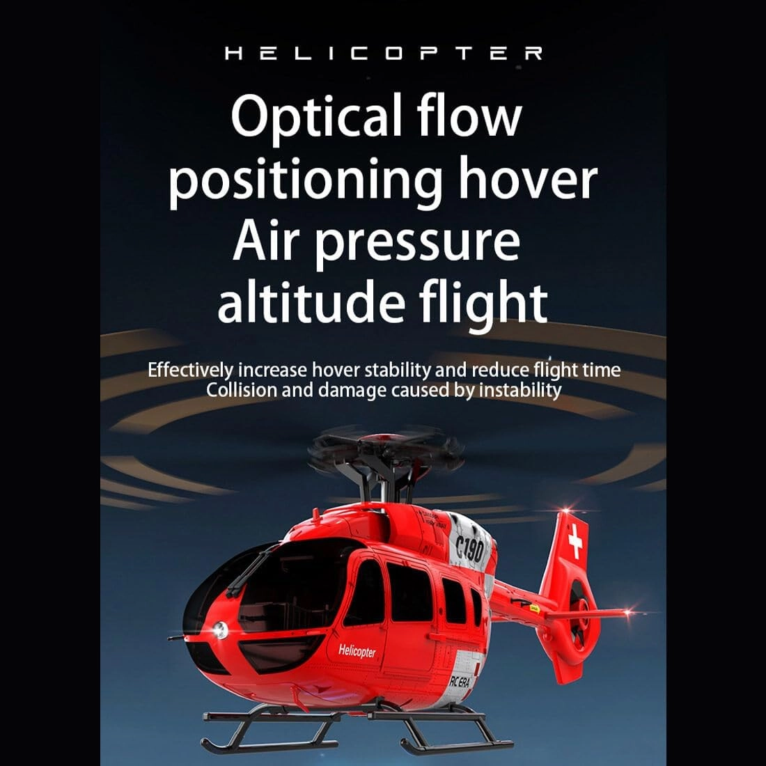 C190 2.4G RC Helicopter Model Toy, 1/30 Scale Remote Control Military Helicopter 6CH 6-Axis Gyro Airplane Single-Rotor Flying Aircraft, One Key Take Off/Landing Ready to Fly - RTF