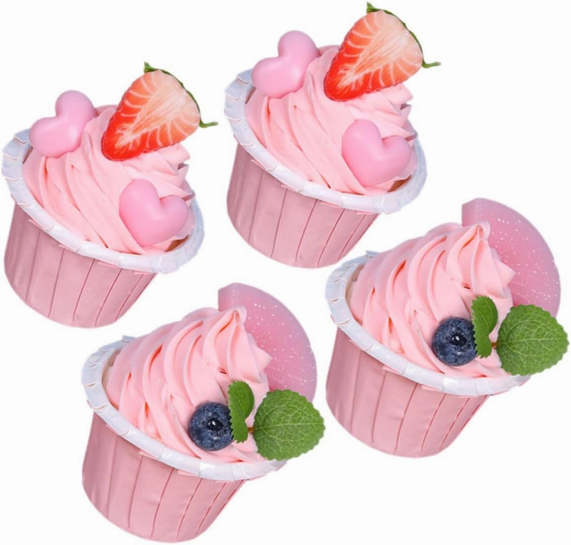 Cabilock 4pcs Delicate Cake Models Fake Cupcake Decorations Realistic Dessert Props for Restaurant