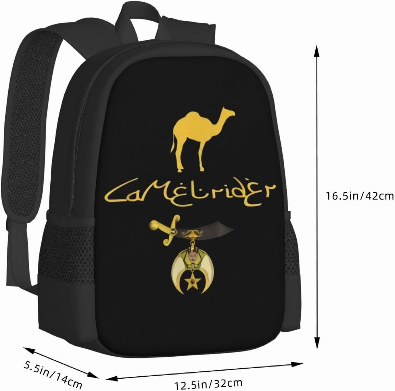 Camel Rider Shriner Masonic Symbol Freemason Backpack Lightweight Large Capacity Laptop Backpack Travel Backpacks for Unisex