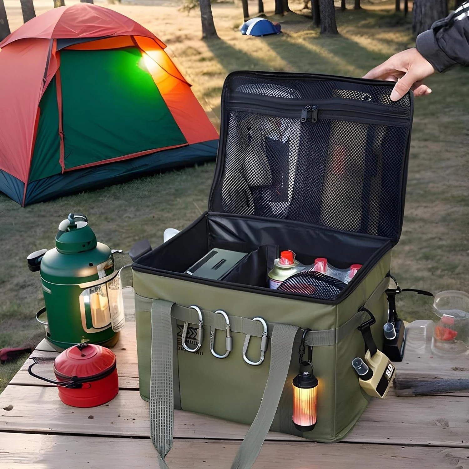 Camping Gear Organizer | Insulated Bag for Camping,Waterproof Kitchen Equipment Carrying Solution for Tents Traveling Picnic Backpacking Hiking Adventure